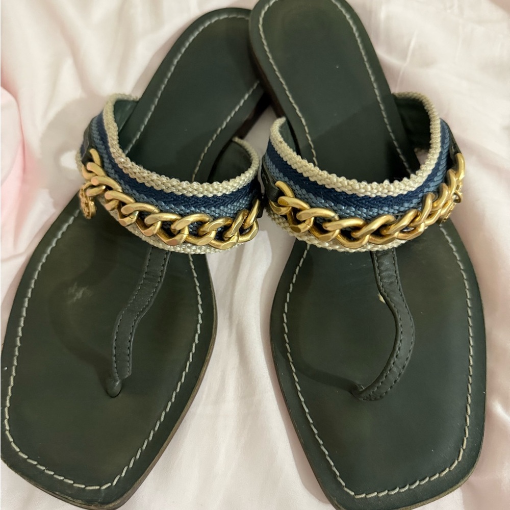 Tory Burch Green and Gold Women's Sandals 8